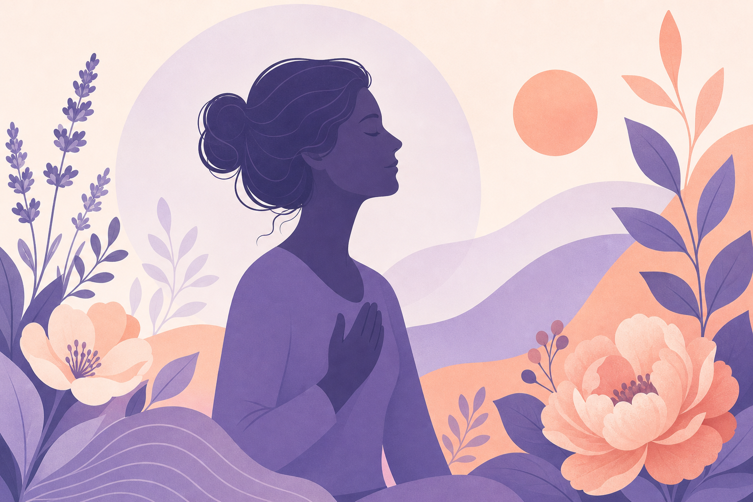 Ilustração representando equilíbrio e bem-estar na menopausa