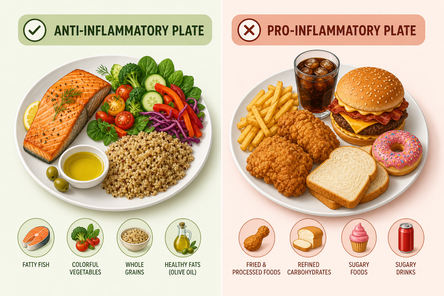Sammenligning av antiinflammatorisk og proinflammatorisk tallerken